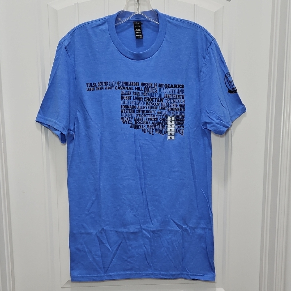 Mason Jar Label Boutique Oklahoma Blue Graphic Short Sleeve Tee New